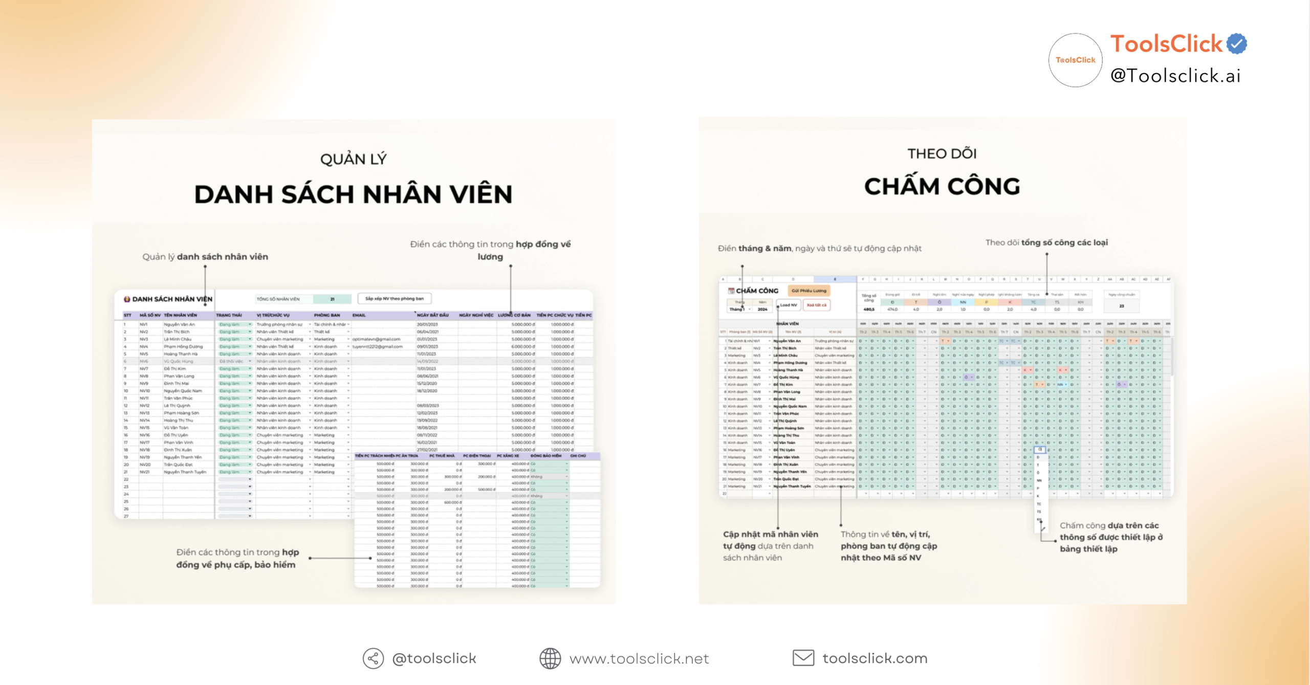 File Chấm Công & Tính Lương Tự Động Bảng chấm công online